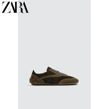 ZARA 2026 Primavera/Verão Sapatos Masculinos, Detalhes em Camurça, Cadarço, Leves, 2292720 707