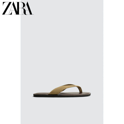 ZARA Coleção Primavera/Verão 2026 - Sapatos Masculinos: Sandálias Rasteiras com Detalhe em Camurça, 2754720 102