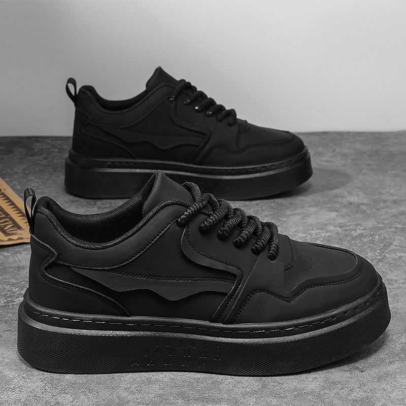 Ténis masculinos totalmente pretos, trabalho de verão em restaurantes, sapatos desportivos casuais resistentes ao desgaste, sapatos masculinos versáteis de sola grossa
