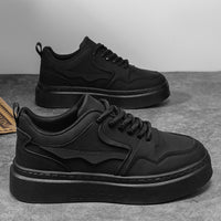 Ténis masculinos totalmente pretos, trabalho de verão em restaurantes, sapatos desportivos casuais resistentes ao desgaste, sapatos masculinos versáteis de sola grossa