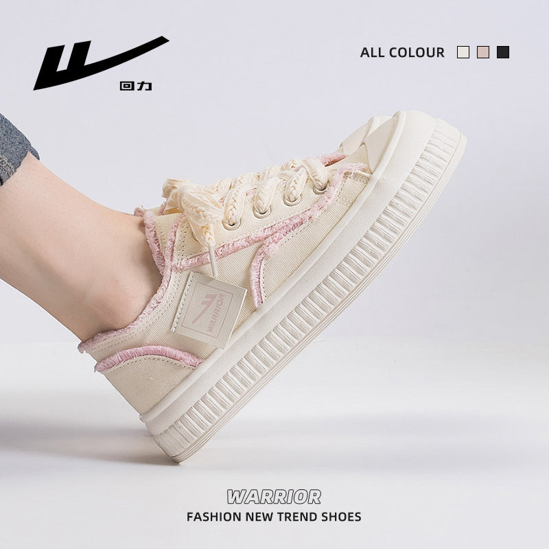 Ténis Warrior Flush Sapatos Criativos de Primavera/Outono com sola grossa, Sapatos Casuais com Atacadores ao estilo Hong Kong, Casuais Casuais de sola grossa