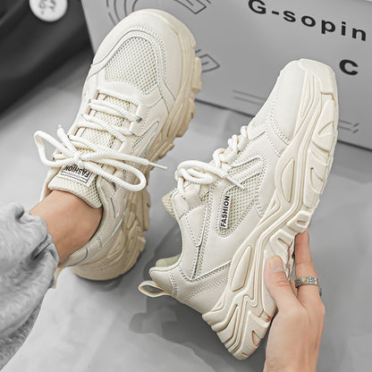 Sapatos de Homem 2025 Novos Summer Breathable Mesh Casual Little White Outdoor Running Masculino com sola grossa e sola Dad Dad Trendy Trendy