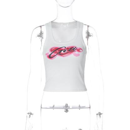 Verão Europeu, e Americano Novo Colete Emagreço Versátil Americana de Verão 2026 Camisola de Moda Feminina Sem Mangas com Escote Redondo, Estilo Spice Style Versátil