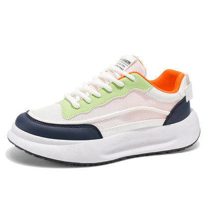 Sapatos masculinos A-Gan, sapatos desportivos de malha fina e respiráveis de verão, sapatos casuais casuais de malha com sola grossa e aumento de altura, sapatos brancos pequenos da moda