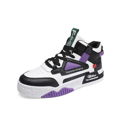 Sapatos masculinos de verão, novos sapatos altos respiráveis, sapatos brancos versáteis e modernos, ténis de sola grossa, ténis casuais