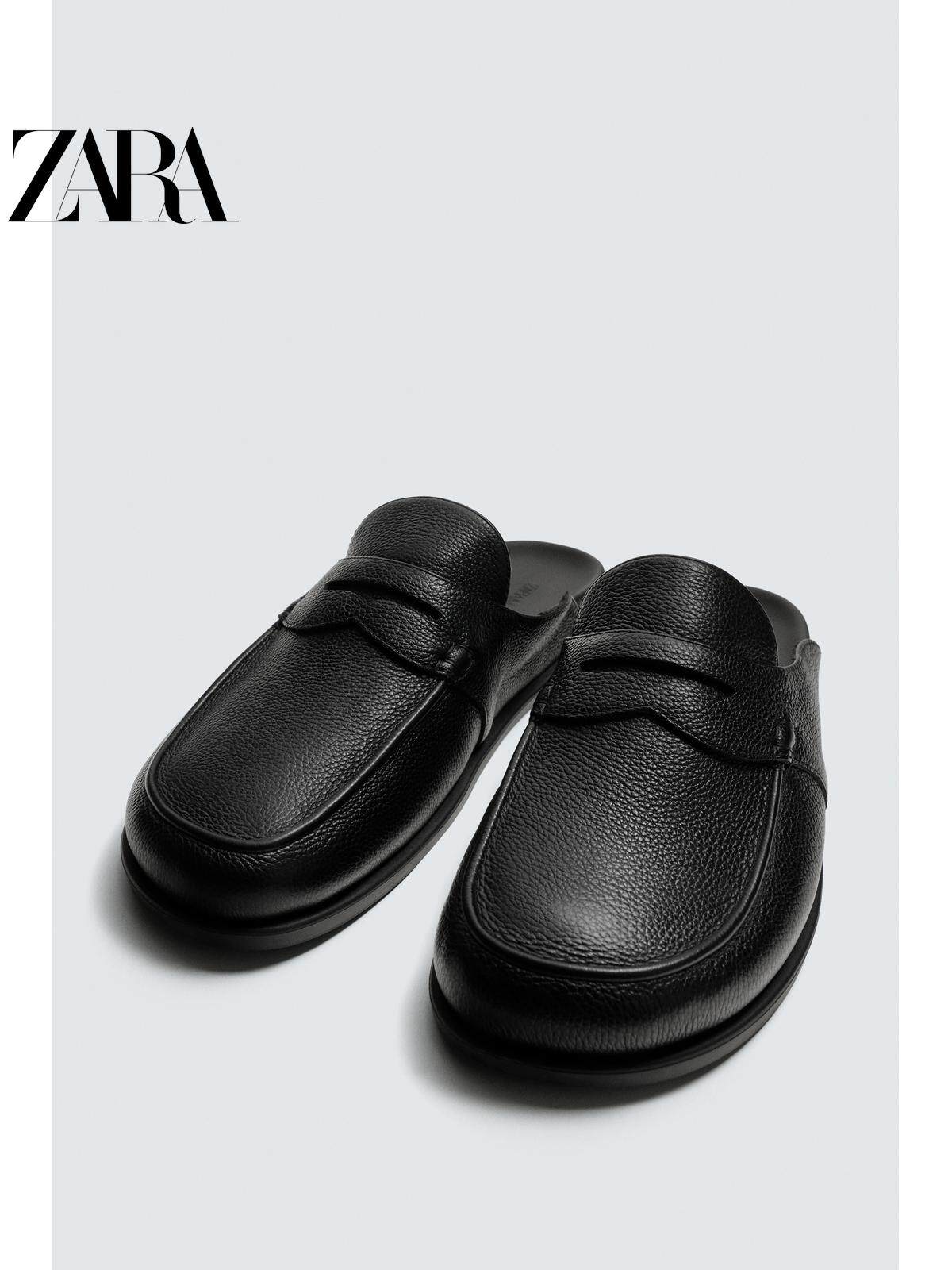 ZARA 2026 Verão Novo Sapato Masculino com Aba e Bolso, Forro de Lã, Sola de Madeira Plana, 2761721 800