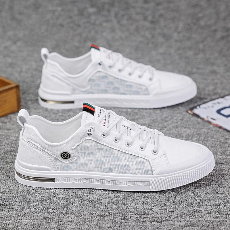 Sapatos Masculinos Xiaobai Primavera 2024 Novos ténis casuais slip-on planos, Calças desportivas desportivas de sola macia e respiráveis e versáteis
