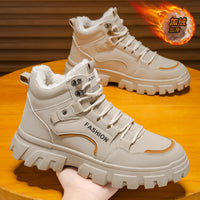 Botas Martin antiderrapantes com sola grossa e sola grossa, sapatos de algodão forrados a polar, botas de trabalho de neve para o inverno de 2025