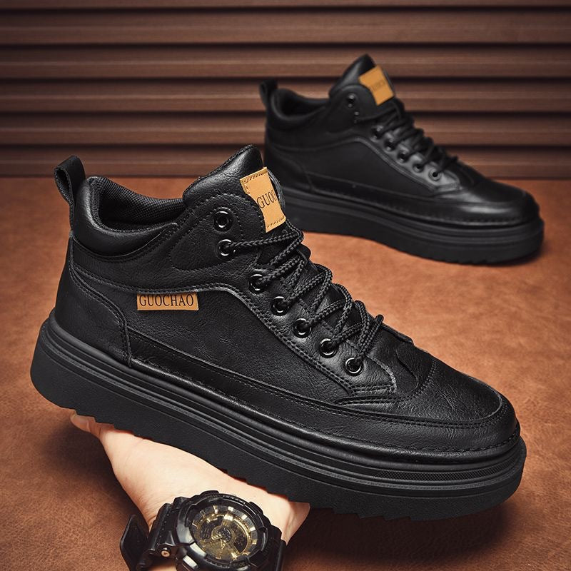 Botas Martin para a primavera masculina, novos sapatos de trabalho de cano alto, sapatos casuais casuais de sola grossa e modernos para homens, botas até ao tornozelo