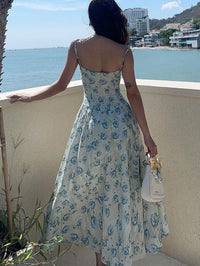 2026 Vestido Princesa Slimless Strapless Sweet Style Verão Europeus e Americanos com Vestido Floral de Alças Finas para Mulheres