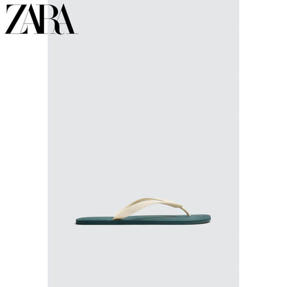 ZARA 2026 Primavera/Verão Novos Sapatos Masculinos: Sandálias Rasteiras Confortáveis com Material Elástico e Cordões (2796720 202)