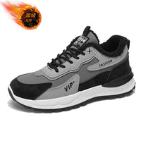 Sapatos desportivos casuais de algodão quente e espessos mais vendidos para homens, proteção de trabalho de inverno para homens sapatos de corrida de pai em polar da moda, versáteis versáteis