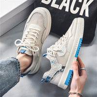 Sapatos de malha fina respiráveis para primavera para homem Sapatos desportivos casuais versáteis Sapatos pequenos de quadro branco para homens Sapatos modernos para homens