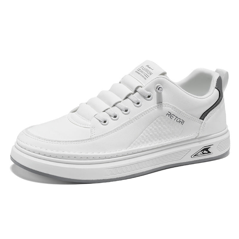 Sapatos masculinos de verão 2025, sapatos brancos pequenos e respiráveis, sapatos desportivos masculinos versáteis e com sola grossa, sapatos casuais, sapatos modernos