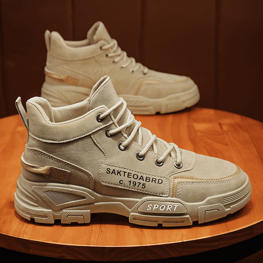 Botas Martin de Homem Verão Novos Sapatos de Trabalho Duráveis Antiderrapantes, Sapatos Masculinos de Outdoor de Cano Alto, Sapatos Casuais ao estilo Britânico