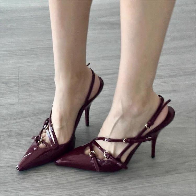 Comércio Exterior 2025 Primavera/Verão Nova Moda Sapatos Individuais Vintage de Bico Pontiagudo Sapatos Femininos da Amazon Salto Alto Transfronteiriço para Mulher