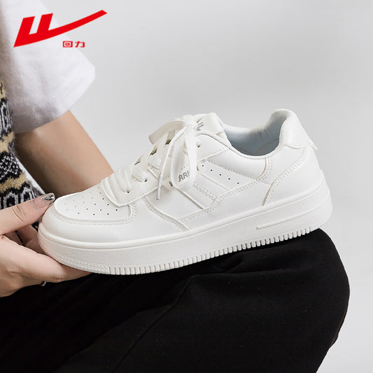 Warrior de cor sólida ténis brancos simples de sola grossa, sapatos de estudante na moda e na moda e versáteis, sapatos desportivos casuais para mulheres