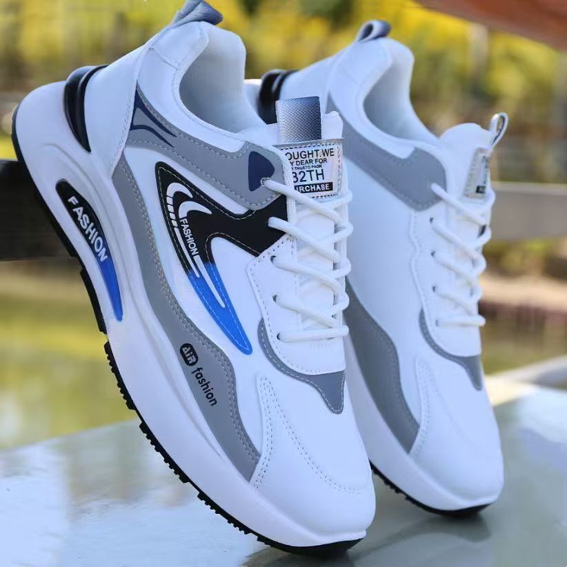 Novos ténis desportivos em pele impermeáveis para homens na primavera, sapatilhas casuais casuais e versáteis da moda, ténis de corrida antiderrapantes com sola macia e antiderrapantes