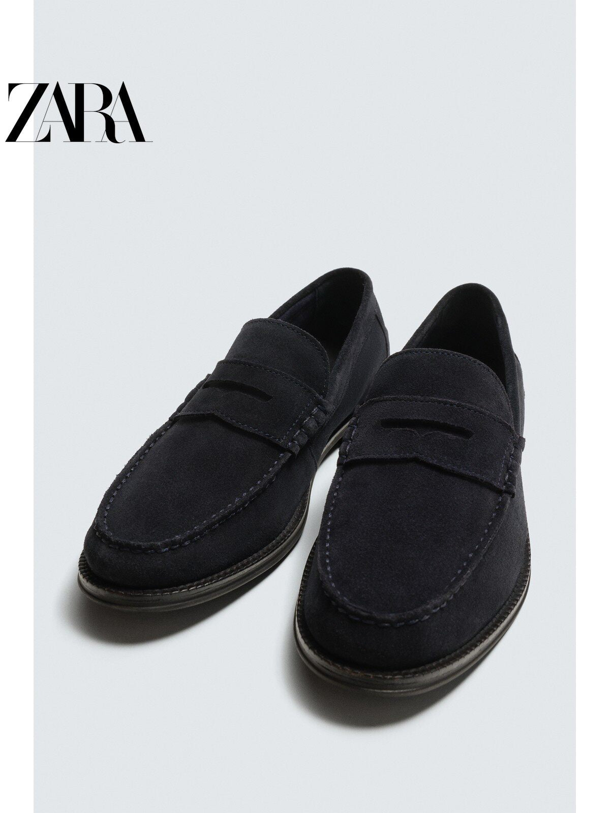 ZARA 2026 Verão Novo Sapatos Masculinos com Bolso Aba Sapatos Sociais de Couro Mocassim 2617720 400