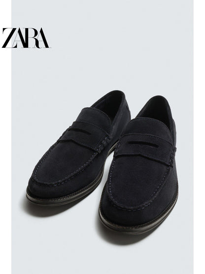 ZARA 2026 Verão Novo Sapatos Masculinos com Bolso Aba Sapatos Sociais de Couro Mocassim 2617720 400