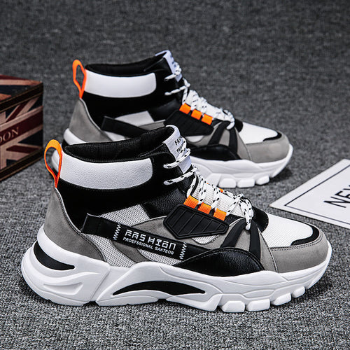 Sapatos masculinos, sapatos novos de cano alto para primavera, sapatos desportivos da moda para homem, sapatos de pai versáteis e respiráveis para homem, sapatos de estudante