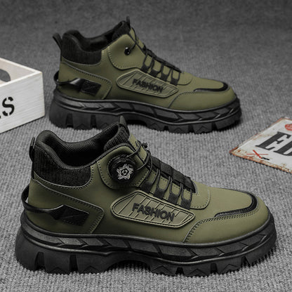 Sapatos Masculinos de Outono 2025: Novas Botas Martin de cano alto, sapatos de trabalho vintage de sola grossa ao estilo britânico, botas casuais até ao tornozelo