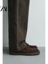 Sapatos masculinos ZARA Primavera/Verão 2026, modelo náutico casual com detalhes em camurça, código 2441720 700.