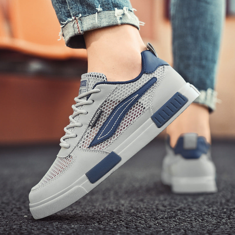 Ténis casuais casuais de malha fina, respiráveis e resistentes a odores para jovens para o verão, ténis de malha oca para homem, sapatos desportivos e modernos