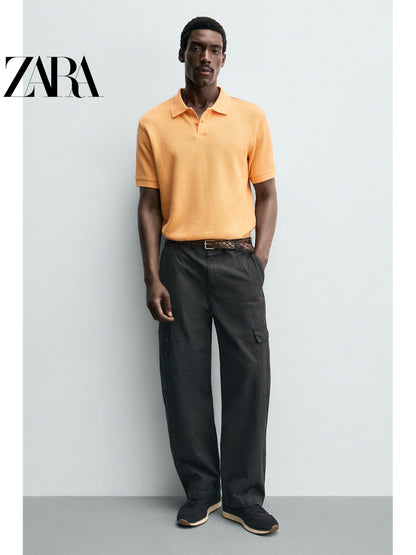 ZARA 2026 Verão Novo Sapatos Masculinos com Detalhes em Camurça e Couro: Sapatos Esportivos Casuais 2346820 400