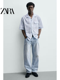 ZARA 2026 Verão Novo Sapatos Masculinos com Bolso Aba Sapatos Sociais de Couro Mocassim 2617720 400