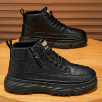 Martin Boots Novas: Botas de Pele de Motocicleta Vintage Vintage Novas, Versáteis, de sola grossa, antiderrapantes e de sola grossa para Homens Primavera/Outono 2025