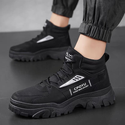 Botas Martin masculinas de primavera, calçado desportivo de cano alto e casual para homem, impermeáveis, antiderrapantes, de trabalho, de proteção para o trabalho, botas de caminhada para exterior