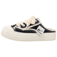 Sapatos de sola grossa ao estilo Warrior Chanel, roupa exterior fechada, sapatos de mendigo, novas chinelas de pele para primavera/outono 2025, sapatos femininos por grosso
