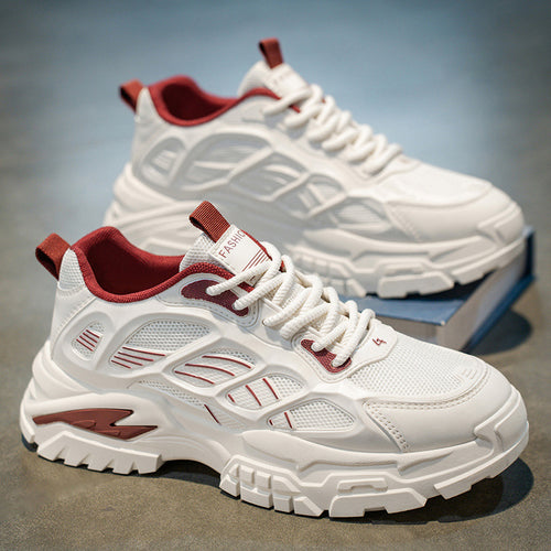 Novos Sapatos Desportivos Casuais Respiráveis em Malha de Estudante Masculinos Verão 2025, Sapatos de Pai Modernos e Versáteis de Sola Grossa