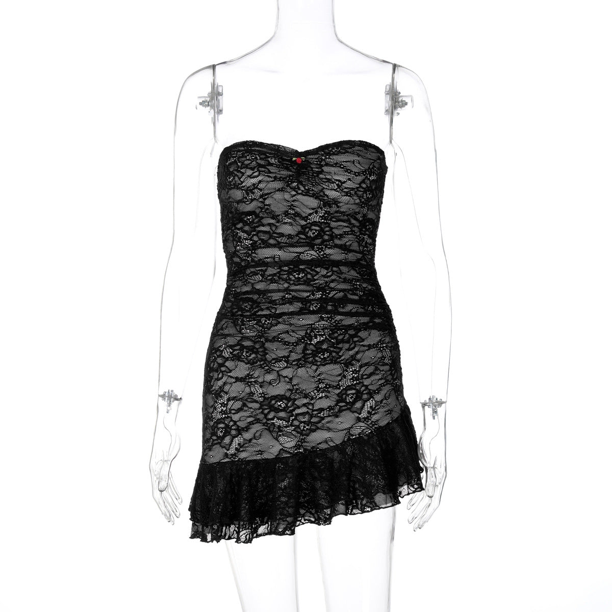 Vestido de rua, estilo street, atravessado transfronteiriço da Amazon, de renda, ajustado, ajustado e com folhos, com folhos e alças, dropshipping