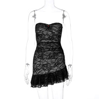 Vestido de rua, estilo street, atravessado transfronteiriço da Amazon, de renda, ajustado, ajustado e com folhos, com folhos e alças, dropshipping